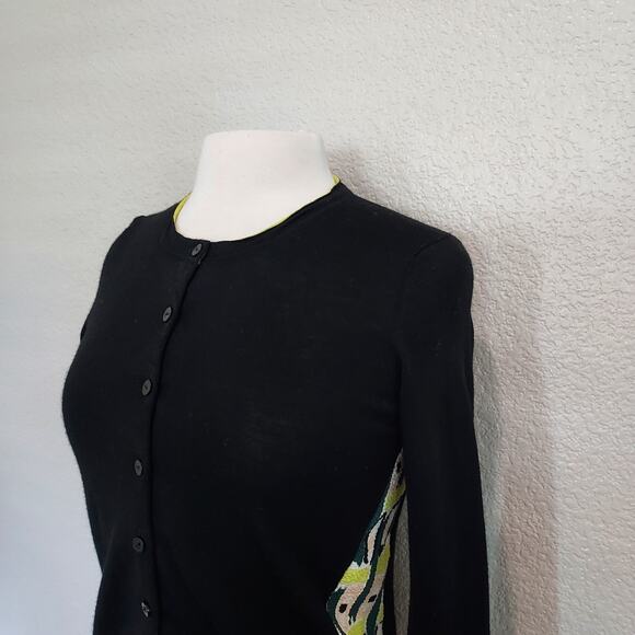 Paul Smith WoolBlack Button Cardigan Sweater w/Yellow Graphic Size S - Picture 4 of 10